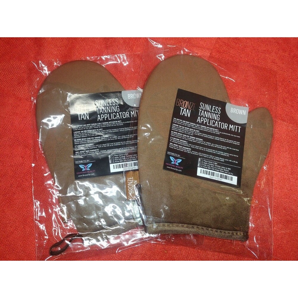 2 Pack New Individually Wrapped Self Tanning Applicator Mitts Brown